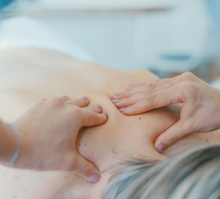 Mobile sports massage treatment being carried out at a client's home in Somerset